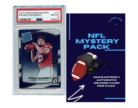 PSA Football Graded Card Mystery Pack | 1 PSA Graded Football Card | Grade 7+ Guaranteed | Contains 1 Graded Card